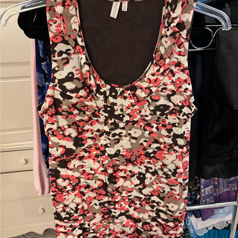 Madison Pink and Brown Camouflage Tank Top